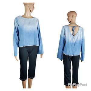 Cloth & Stone Blue Ombrie Chambrey Blue Top